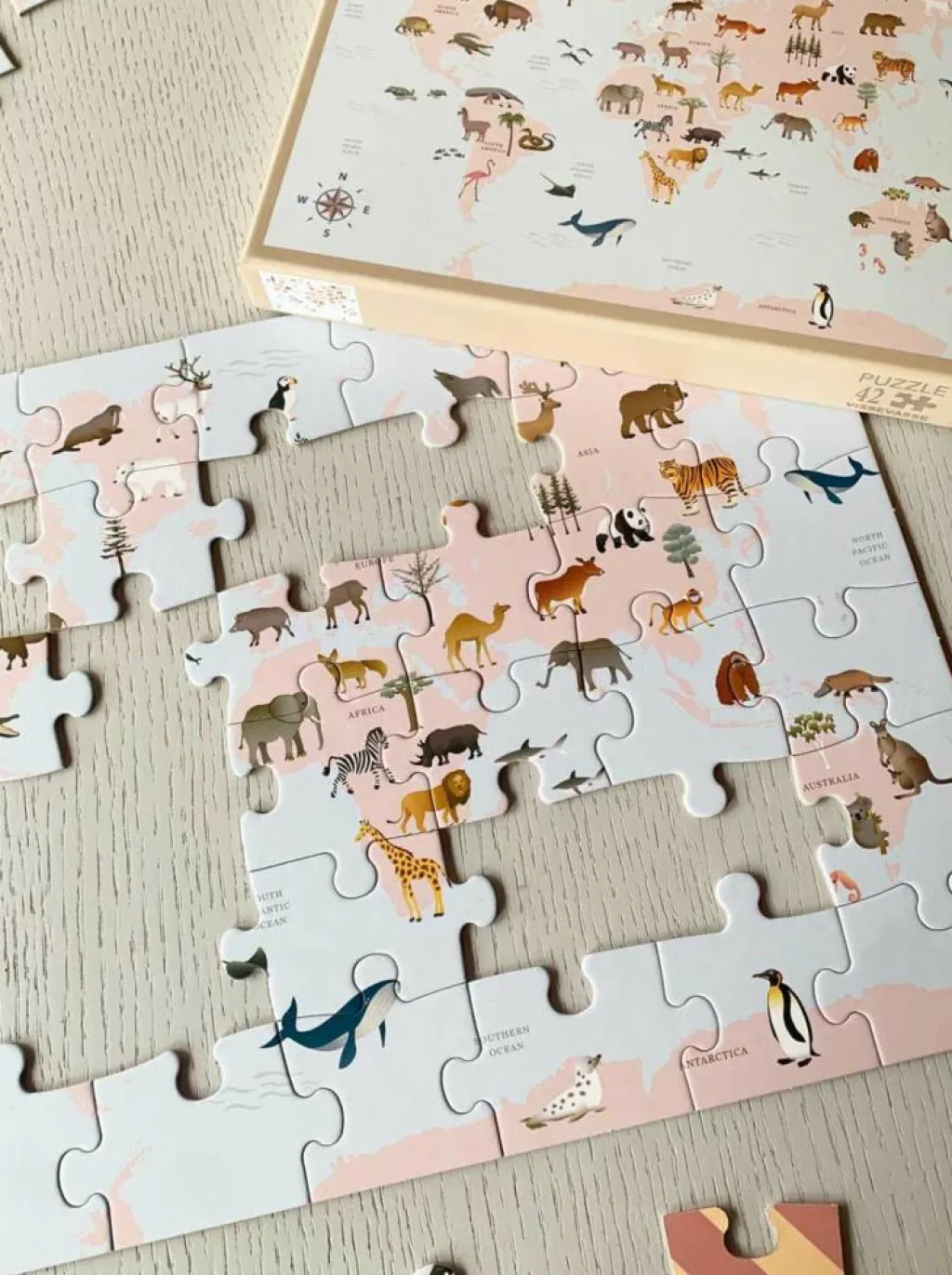 ViSSEVASSE Spil Og Puslespil<Puslespil 'World Map Animal'