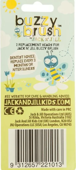 Jack n' Jill Tandpleje Til Børn<Replacement Brushes Buzzy Brush