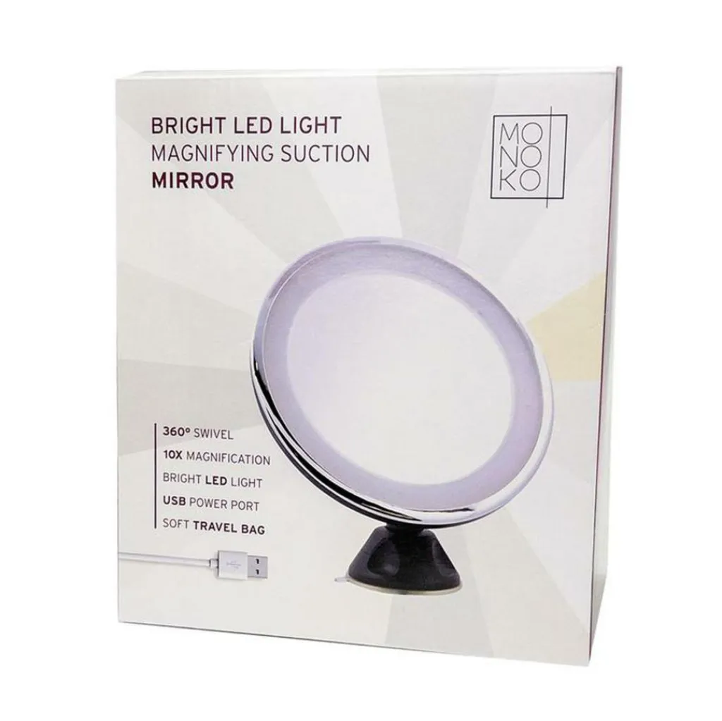 UNIQ Rundt Spejl Med LED Lys Og Sugekop< Makeupspejle