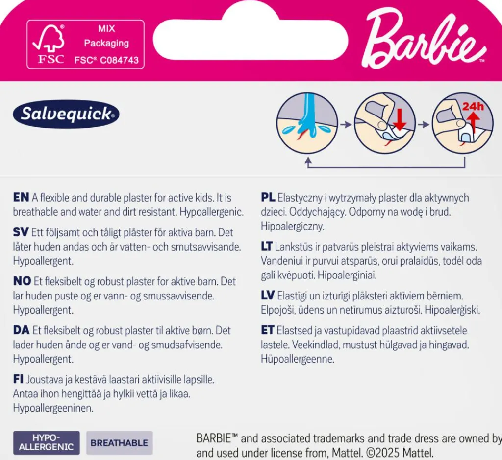 Salvequick Børneplastre|Sårplastre>Barbie plaster