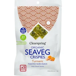 Clearspring Chips & Kiks>Seaveg Crispies Gurkemeje Multipack Tang Chips Ø