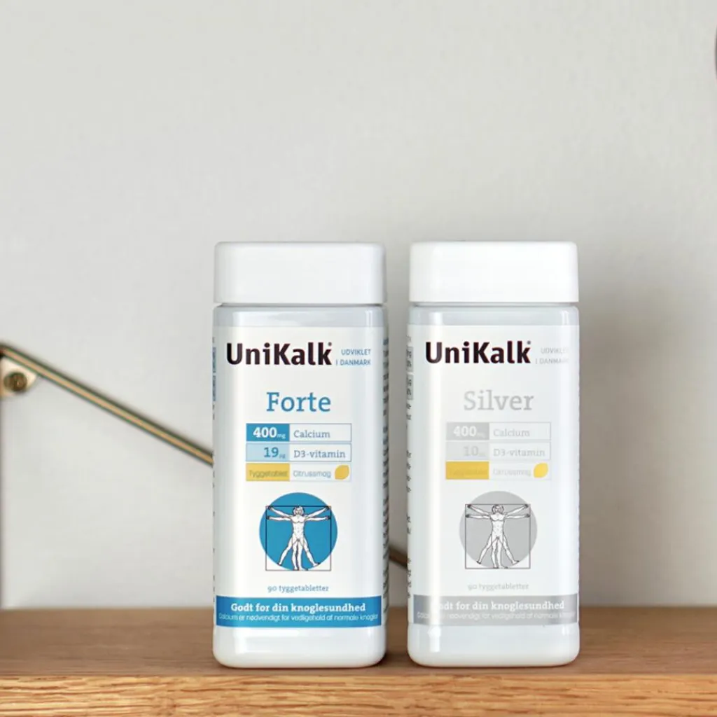 Unikalk Kalk<Silver - Tyggetabl. 400 mg og D-vitamin 10 µg