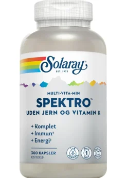 Solaray Multivitaminer<Spektro Multi-Vita-Min u/ jern og K Vitamin