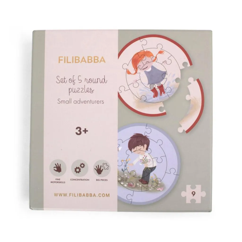 Filibabba Spil Og Puslespil>Sæt Med 5 Runde Puslespil