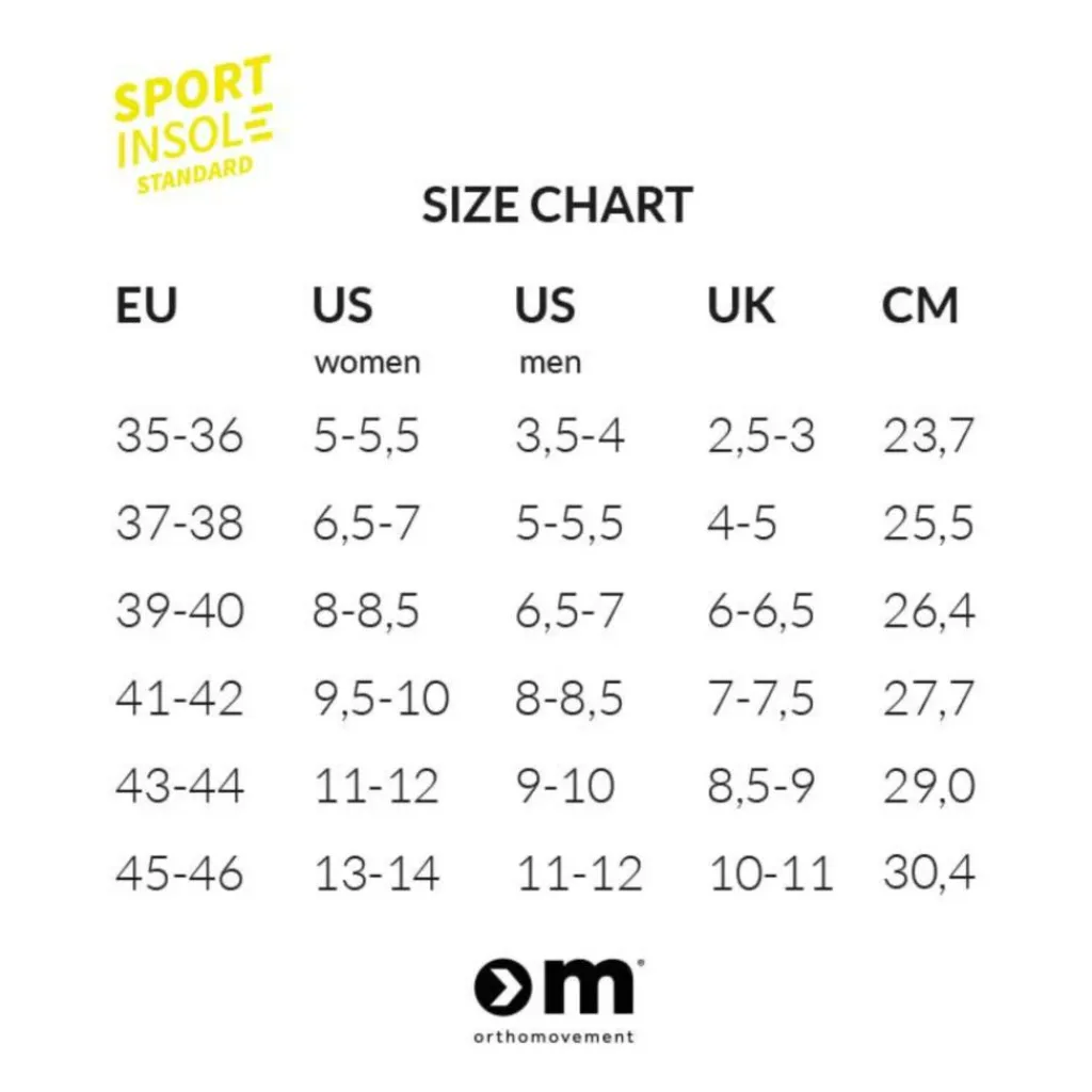 Ortho Movement Standard Insole Sport< Såler & Indlæg