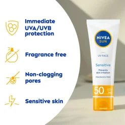 NIVEA Solcreme<Sun Sensitive Face Cream SPF 50