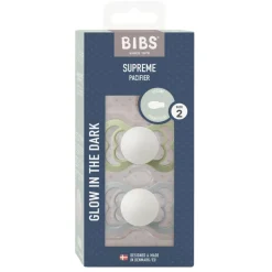 BIBS Supreme Sut GLOW Silikone 2-pak<Børn Sutter