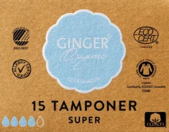 Ginger Organic Bind & Indlæg<Tampon u/indføring - Super