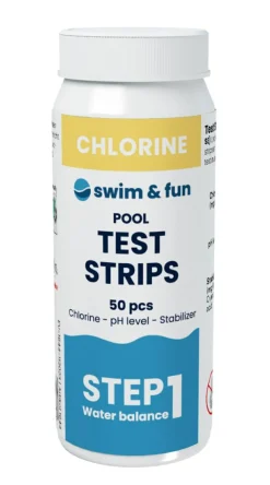 Swim & Fun Test Strips Chlorine/pH/Stabilizer< Pool & Bassiner