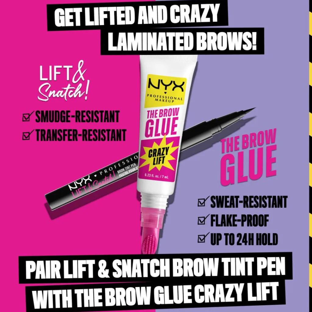 NYX PROFESSIONAL MAKEUP Øjenbryn<The Brow Glue Crazy Lift Fikserende Bryngel