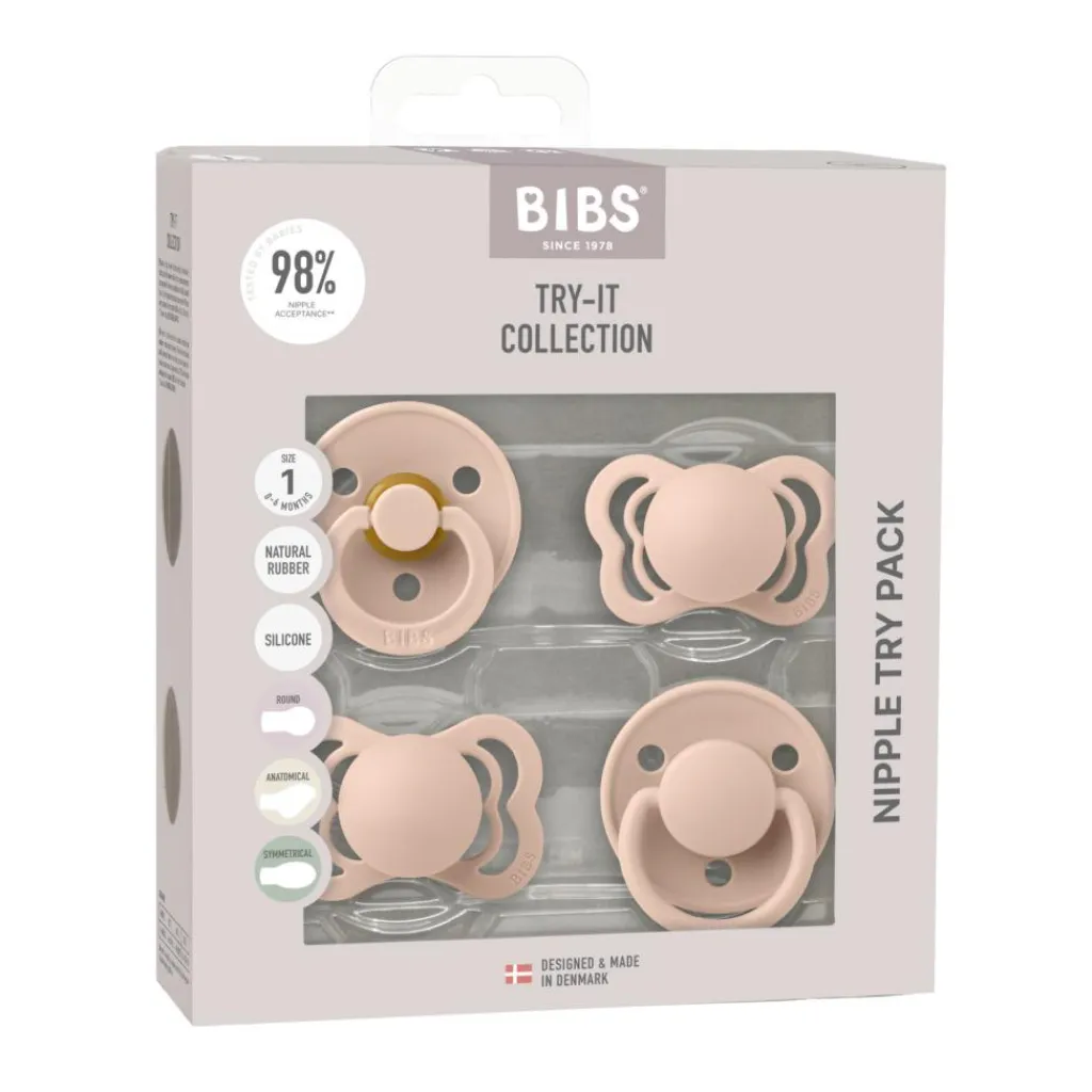 BIBS Try-it Collection Sut Silikone/ latex 4-pak<Børn Sutter