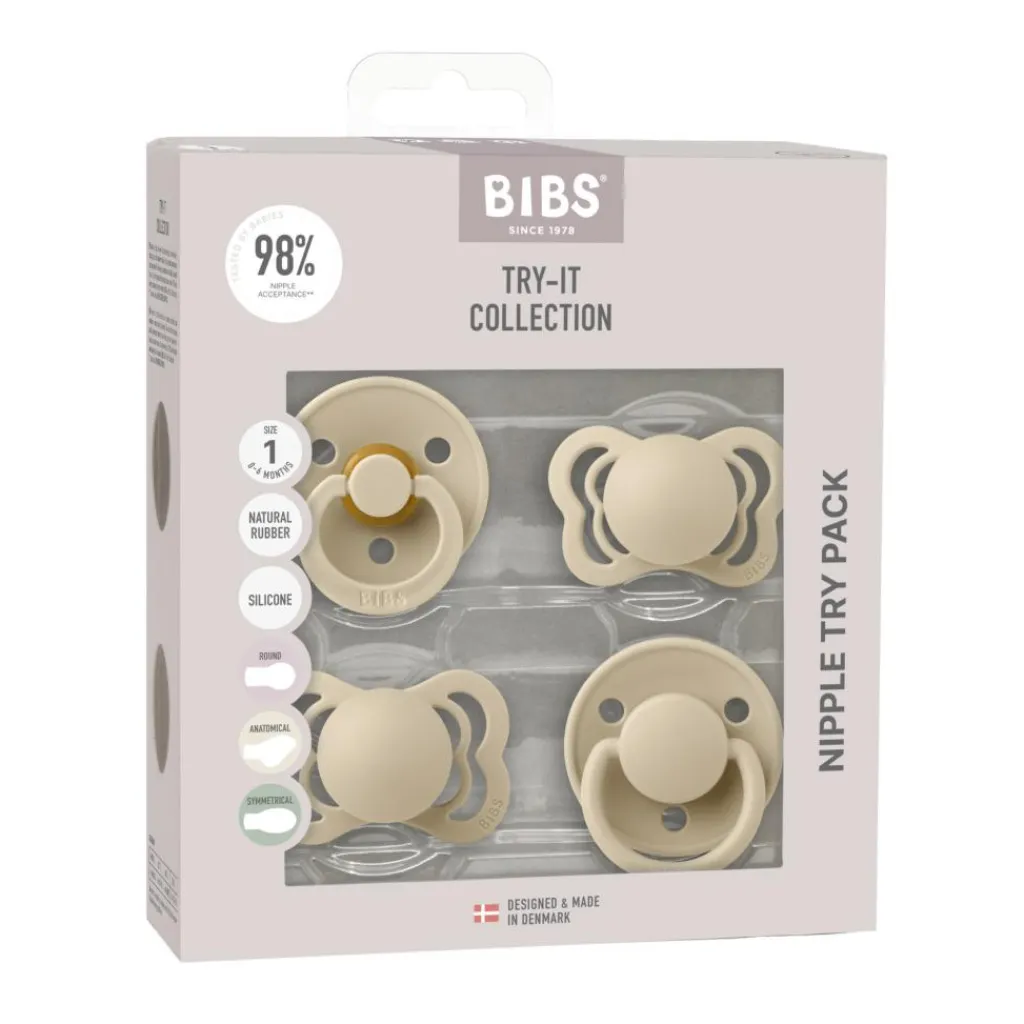 BIBS Try-it Collection Sut Silikone/ latex 4-pak<Børn Sutter