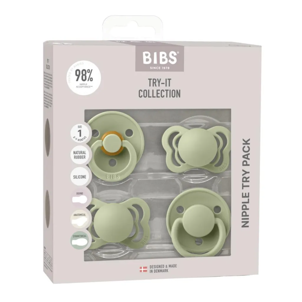 BIBS Try-it Collection Sut Silikone/ latex 4-pak<Børn Sutter