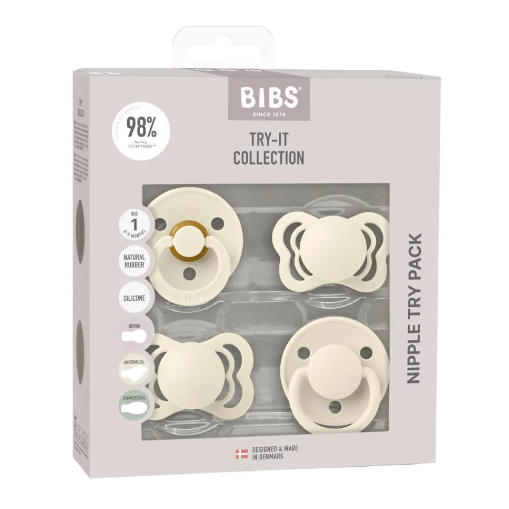 BIBS Try-it Collection Sut Silikone/ latex 4-pak<Børn Sutter