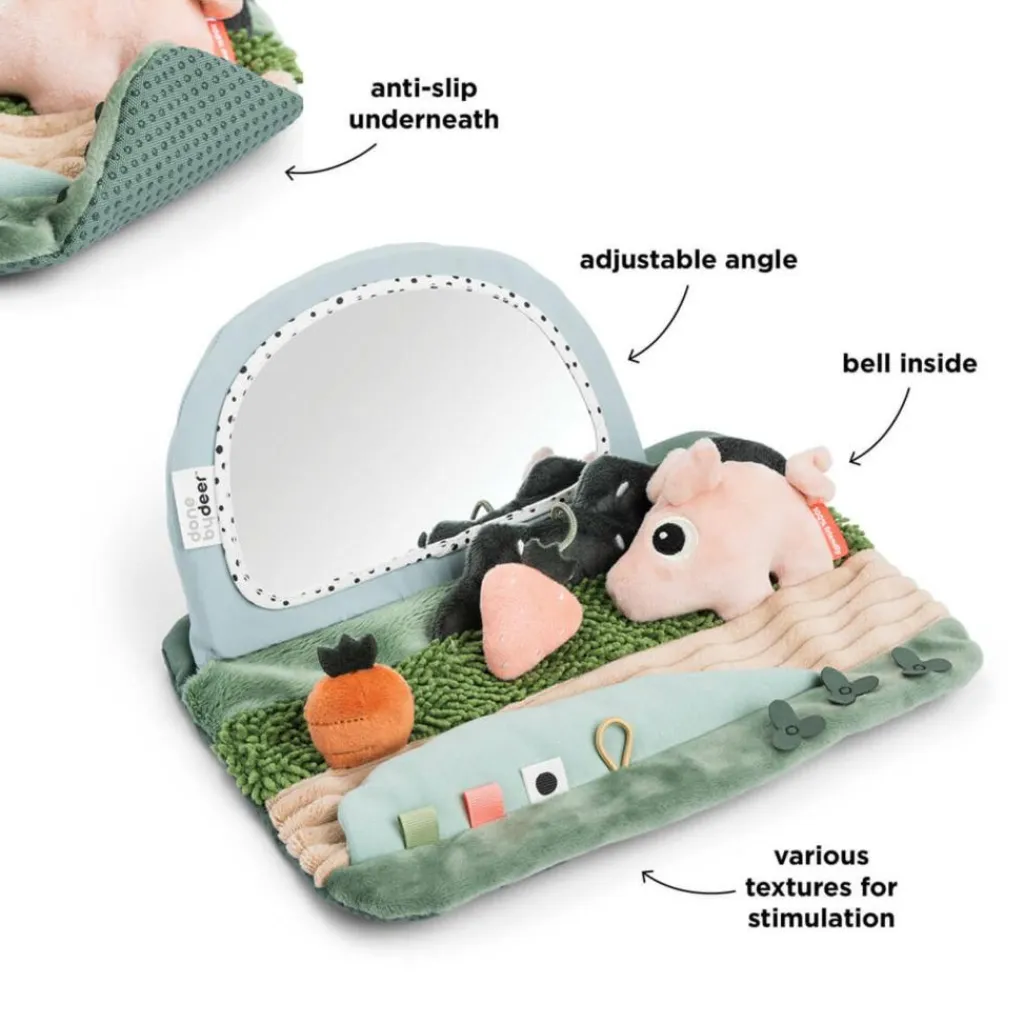 Done by Deer Tummy Time Sensorisk Spejl Tiny Farm<Børn Spejle