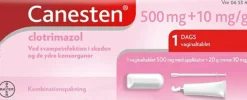 Canesten Vaginaltabletter 500 mg + 10 mg/g creme< Intimpleje|Svamp