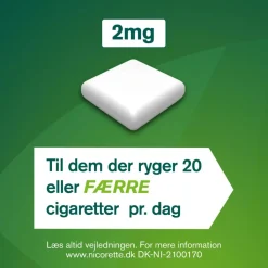 Nicorette® Whitemint 2 mg medicinsk tyggegummi< Nikotintyggegummi|Rygestop