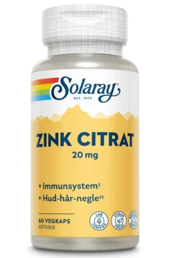Solaray Zink Citrat 20 mg< Hud, Hår & Negle|Zink